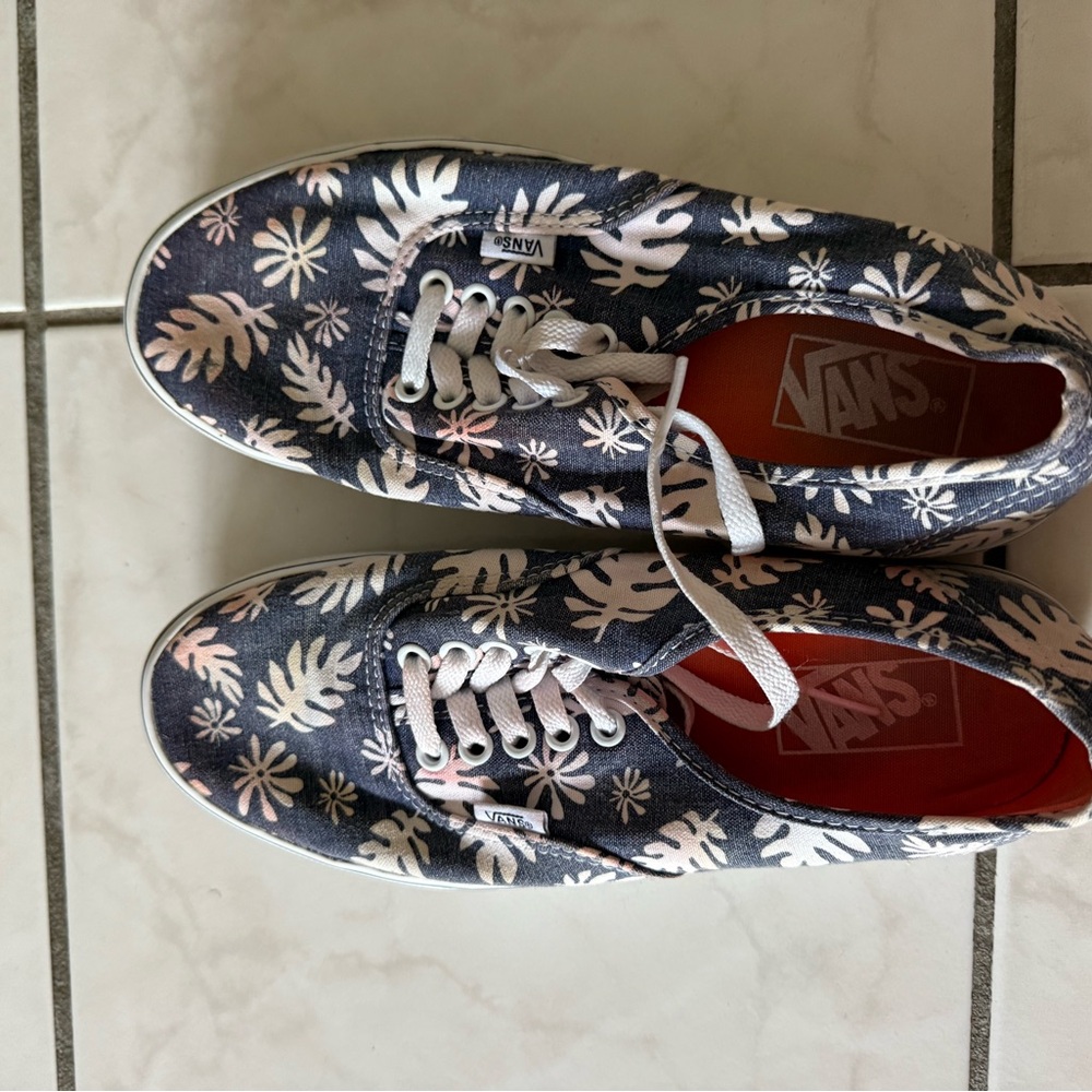 Vans Navy and White Floral Sneakers